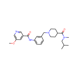 COc1cncc(C(=O)Nc2cccc(CN3CCC(C(=O)N(C)CC(C)C)CC3)c2)c1 ZINC001772620483