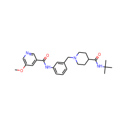 COc1cncc(C(=O)Nc2cccc(CN3CCC(C(=O)NC(C)(C)C)CC3)c2)c1 ZINC001772655624