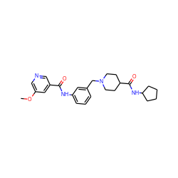 COc1cncc(C(=O)Nc2cccc(CN3CCC(C(=O)NC4CCCC4)CC3)c2)c1 ZINC001772585414