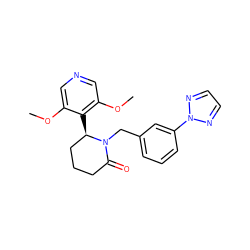 COc1cncc(OC)c1[C@@H]1CCCC(=O)N1Cc1cccc(-n2nccn2)c1 ZINC000166602150