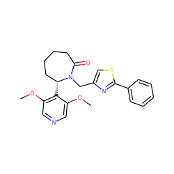 COc1cncc(OC)c1[C@@H]1CCCCC(=O)N1Cc1csc(-c2ccccc2)n1 ZINC000167399877