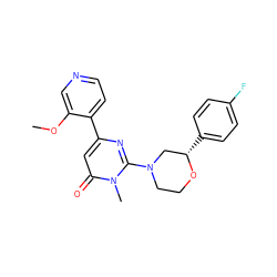 COc1cnccc1-c1cc(=O)n(C)c(N2CCO[C@@H](c3ccc(F)cc3)C2)n1 ZINC000103240259