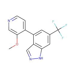 COc1cnccc1-c1cc(C(F)(F)F)cc2[nH]ncc12 ZINC000222324898