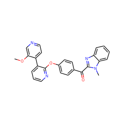 COc1cnccc1-c1cccnc1Oc1ccc(C(=O)c2nc3ccccc3n2C)cc1 ZINC000139078480