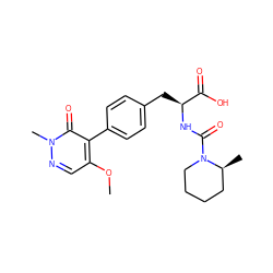 COc1cnn(C)c(=O)c1-c1ccc(C[C@H](NC(=O)N2CCCC[C@@H]2C)C(=O)O)cc1 ZINC000013704642