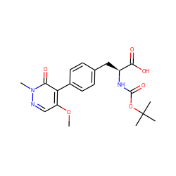 COc1cnn(C)c(=O)c1-c1ccc(C[C@H](NC(=O)OC(C)(C)C)C(=O)O)cc1 ZINC000013704658