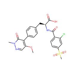 COc1cnn(C)c(=O)c1-c1ccc(C[C@H](NC(=O)c2ccc(S(C)(=O)=O)cc2Cl)C(=O)O)cc1 ZINC000029128033