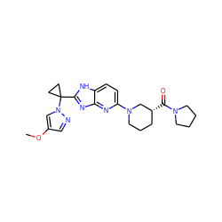 COc1cnn(C2(c3nc4nc(N5CCC[C@@H](C(=O)N6CCCC6)C5)ccc4[nH]3)CC2)c1 ZINC000221252312