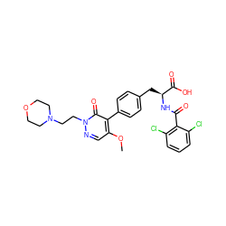 COc1cnn(CCN2CCOCC2)c(=O)c1-c1ccc(C[C@H](NC(=O)c2c(Cl)cccc2Cl)C(=O)O)cc1 ZINC000014962223