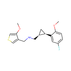 COc1cscc1CNC[C@H]1C[C@H]1c1cc(F)ccc1OC ZINC001772596767