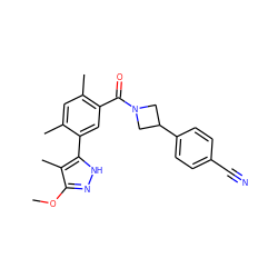 COc1n[nH]c(-c2cc(C(=O)N3CC(c4ccc(C#N)cc4)C3)c(C)cc2C)c1C ZINC000206748267