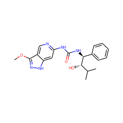 COc1n[nH]c2cc(NC(=O)N[C@@H](c3ccccc3)[C@@H](O)C(C)C)ncc12 ZINC001772649201