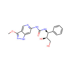 COc1n[nH]c2cc(NC(=O)N[C@@H](c3ccccc3)[C@H](O)CO)ncc12 ZINC001772615530