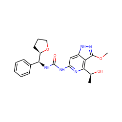 COc1n[nH]c2cc(NC(=O)N[C@@H](c3ccccc3)[C@H]3CCCO3)nc([C@H](C)O)c12 ZINC001772606233