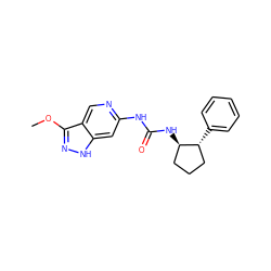 COc1n[nH]c2cc(NC(=O)N[C@@H]3CCC[C@H]3c3ccccc3)ncc12 ZINC001772612981