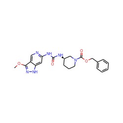 COc1n[nH]c2cc(NC(=O)N[C@@H]3CCCN(C(=O)OCc4ccccc4)C3)ncc12 ZINC001772592941