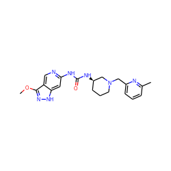 COc1n[nH]c2cc(NC(=O)N[C@@H]3CCCN(Cc4cccc(C)n4)C3)ncc12 ZINC000209345516