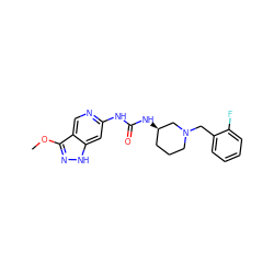 COc1n[nH]c2cc(NC(=O)N[C@@H]3CCCN(Cc4ccccc4F)C3)ncc12 ZINC000209345464