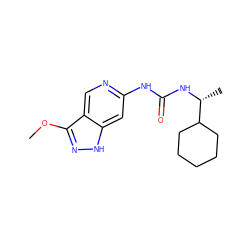 COc1n[nH]c2cc(NC(=O)N[C@H](C)C3CCCCC3)ncc12 ZINC001772602871