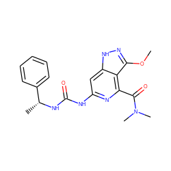 COc1n[nH]c2cc(NC(=O)N[C@H](C)c3ccccc3)nc(C(=O)N(C)C)c12 ZINC001772581004