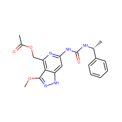 COc1n[nH]c2cc(NC(=O)N[C@H](C)c3ccccc3)nc(COC(C)=O)c12 ZINC000209357349