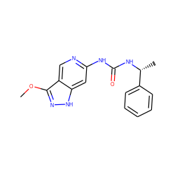 COc1n[nH]c2cc(NC(=O)N[C@H](C)c3ccccc3)ncc12 ZINC001772611864