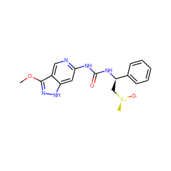 COc1n[nH]c2cc(NC(=O)N[C@H](C[S@+](C)[O-])c3ccccc3)ncc12 ZINC000209351212