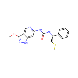 COc1n[nH]c2cc(NC(=O)N[C@H](CSC)c3ccccc3)ncc12 ZINC001772619900