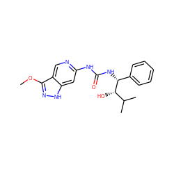 COc1n[nH]c2cc(NC(=O)N[C@H](c3ccccc3)[C@@H](O)C(C)C)ncc12 ZINC001772579673