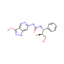 COc1n[nH]c2cc(NC(=O)N[C@H](c3ccccc3)[C@H](O)CO)ncc12 ZINC001772636896