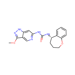 COc1n[nH]c2cc(NC(=O)N[C@H]3CCCOc4ccccc43)ncc12 ZINC000209345336