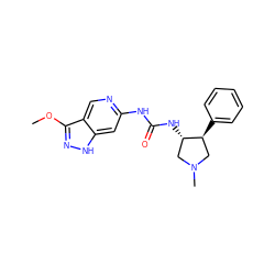 COc1n[nH]c2cc(NC(=O)N[C@H]3CN(C)C[C@@H]3c3ccccc3)ncc12 ZINC000209316953