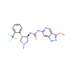 COc1n[nH]c2cc(NC(=O)N[C@H]3CN(C)C[C@@H]3c3ccccc3C(F)(F)F)ncc12 ZINC001772643150