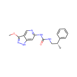 COc1n[nH]c2cc(NC(=O)NC[C@@H](C)c3ccccc3)ncc12 ZINC001772655885