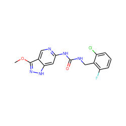 COc1n[nH]c2cc(NC(=O)NCc3c(F)cccc3Cl)ncc12 ZINC001772636113