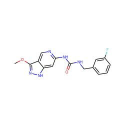 COc1n[nH]c2cc(NC(=O)NCc3cccc(F)c3)ncc12 ZINC001772620919