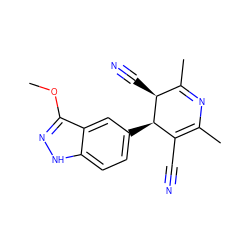 COc1n[nH]c2ccc([C@@H]3C(C#N)=C(C)N=C(C)[C@@H]3C#N)cc12 ZINC000169694588