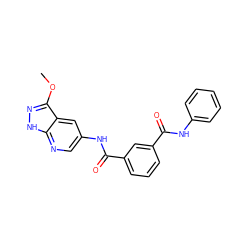 COc1n[nH]c2ncc(NC(=O)c3cccc(C(=O)Nc4ccccc4)c3)cc12 ZINC000095578850