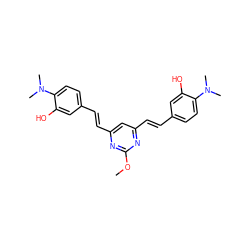 COc1nc(/C=C/c2ccc(N(C)C)c(O)c2)cc(/C=C/c2ccc(N(C)C)c(O)c2)n1 ZINC000084687917