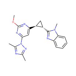 COc1nc([C@H]2C[C@@H]2c2nc3ccccc3n2C)cc(-n2nc(C)nc2C)n1 ZINC000220068409