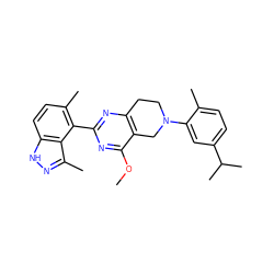 COc1nc(-c2c(C)ccc3[nH]nc(C)c23)nc2c1CN(c1cc(C(C)C)ccc1C)CC2 ZINC000146997517