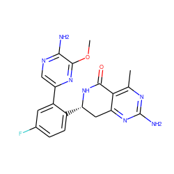 COc1nc(-c2cc(F)ccc2[C@H]2Cc3nc(N)nc(C)c3C(=O)N2)cnc1N ZINC000117702529