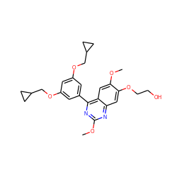 COc1nc(-c2cc(OCC3CC3)cc(OCC3CC3)c2)c2cc(OC)c(OCCO)cc2n1 ZINC000026733111