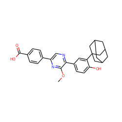 COc1nc(-c2ccc(C(=O)O)cc2)cnc1-c1ccc(O)c(C23CC4CC(CC(C4)C2)C3)c1 ZINC000103265874