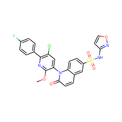 COc1nc(-c2ccc(F)cc2)c(Cl)cc1-n1c(=O)ccc2cc(S(=O)(=O)Nc3ccon3)ccc21 ZINC001772628162