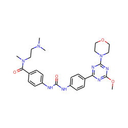 COc1nc(-c2ccc(NC(=O)Nc3ccc(C(=O)N(C)CCN(C)C)cc3)cc2)nc(N2CCOCC2)n1 ZINC000072177700