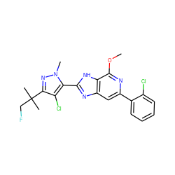 COc1nc(-c2ccccc2Cl)cc2nc(-c3c(Cl)c(C(C)(C)CF)nn3C)[nH]c12 ZINC000140893187