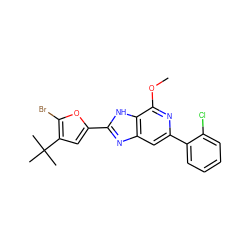 COc1nc(-c2ccccc2Cl)cc2nc(-c3cc(C(C)(C)C)c(Br)o3)[nH]c12 ZINC000148043898