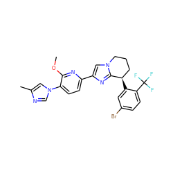 COc1nc(-c2cn3c(n2)[C@H](c2cc(Br)ccc2C(F)(F)F)CCC3)ccc1-n1cnc(C)c1 ZINC000149064496