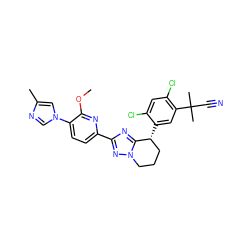 COc1nc(-c2nc3n(n2)CCC[C@H]3c2cc(C(C)(C)C#N)c(Cl)cc2Cl)ccc1-n1cnc(C)c1 ZINC000149055609